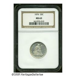 1876 20C MS63 NGC. Attractive example with lightl