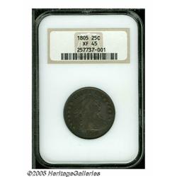 1805 25C XF45 NGC. B-2, R.3. Deep ocean-blue and 