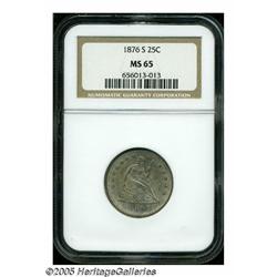 1876-S 25C MS65 NGC. A boldly struck representati