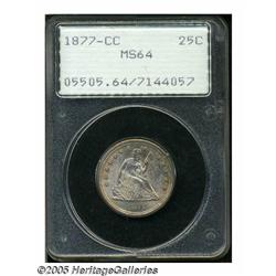 1877-CC 25C MS64 PCGS. Dappled golden-brown and p