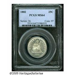 1882 25C MS64 PCGS. Very lustrous with a few spot