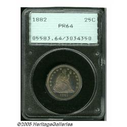 1882 25C PR64 PCGS. Bright flashy proof fields si