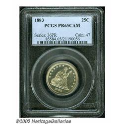 1883 25C PR65 Cameo PCGS. Nice lightly cameoed ex