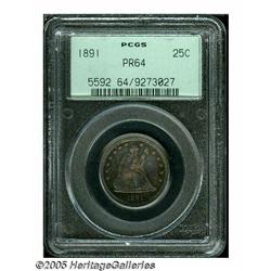1891 25C PR64 PCGS. The turquoise-blue and reddis