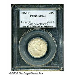 1893-S 25C MS64 PCGS. Sharply struck on the desig