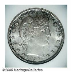 1894-S 25C MS65 NGC. A gently toned coin, with pl