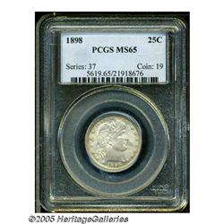 1898 25C MS65 PCGS. Satiny golden-violet luster a