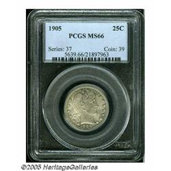 1905 25C MS66 PCGS. Mottled gray and mint-green b