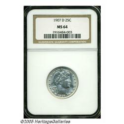 1907-D 25C MS64 NGC. Highly lustrous, white examp