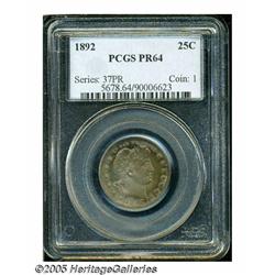 1892 25C PR64 PCGS. Type Two Reverse. Lovely ligh