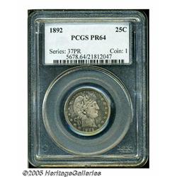 1892 25C PR64 PCGS. Type Two Reverse. Lovely mott