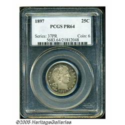 1897 25C PR64 PCGS. Lovely proof-gray surfaces ri