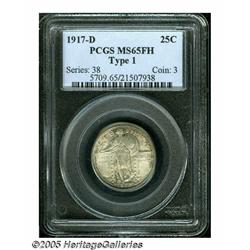 1917-D 25C Type One MS65 Full Head PCGS. Nicely l