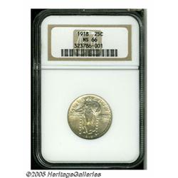 1918 25C MS66 NGC. Lustrous surfaces display wisp