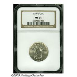 1919-D 25C MS64 NGC. Nearly untoned surfaces disp