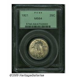 1921 25C MS64 PCGS. Lustrous near-Gem example wit