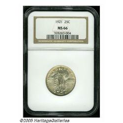 1921 25C MS66 NGC. A rare, key date issue, with o
