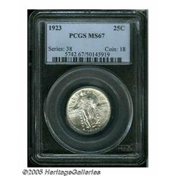 1923 25C MS67 PCGS. This brilliant Superb Gem exh