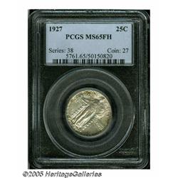 1927 25C MS65 Full Head PCGS. Splotches of deep r
