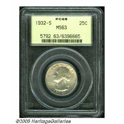 1932-S 25C MS63 PCGS. Attractive surfaces with fa