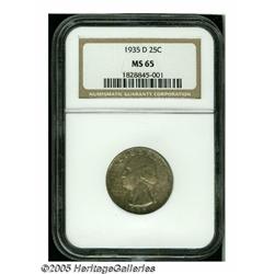1935-D 25C MS65 NGC. Lustrous throughout with a s