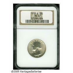 1935-S 25C MS67 NGC. White, with lovely surfaces 