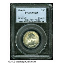 1940-D 25C MS67 PCGS. Intense, shimmering luster 
