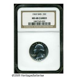 1965 25C SMS MS68 Cameo NGC. Fully impressed and 