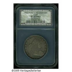 1806 50C Pointed 6, No Stem XF Details, Reverse D