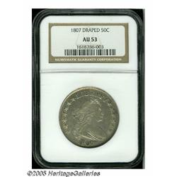 1807 50C Draped Bust AU53 NGC. O-102, R.2. Silver