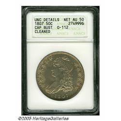 1807 50C Large Stars, 50 Over 20--Cleaned--ANACS.