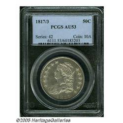 1817/3 50C AU53 PCGS. O-101, R.3. Lovely dove-gra