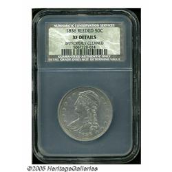 1836 50C Reeded Edge XF Details, Improperly Clean