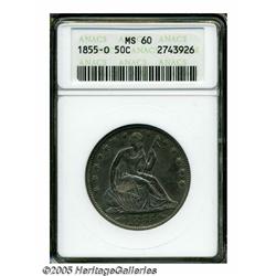 1855-O 50C Arrows MS60 ANACS. The 1855-O is gener