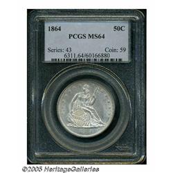 1864 50C MS64 PCGS. Boldly struck overall, with o