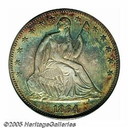 1864 50C PR64 PCGS. Stunning iridescent toning bl