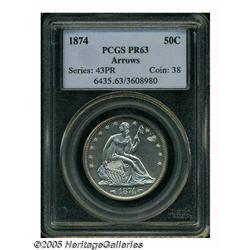 1874 50C Arrows PR63 PCGS. A glassy, essentially 