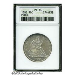 1886 50C PR64 ANACS. Satiny proof example with br