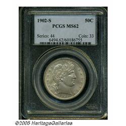 1902-S 50C MS62 PCGS. Light milky-rose color even