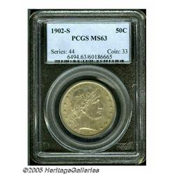 1902-S 50C MS63 PCGS. Lovely olive and apricot su