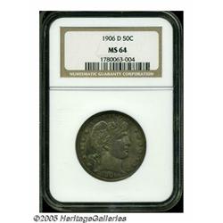 1906-D 50C MS64 NGC. Generally well struck, excep