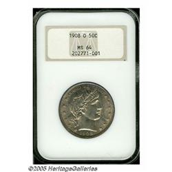 1908-O 50C MS64 NGC. Light to medium lilac-purple