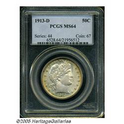 1913-D 50C MS64 PCGS. The reverse exhibits beauti