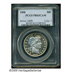 1898 50C PR63 Cameo PCGS. An attractive example o