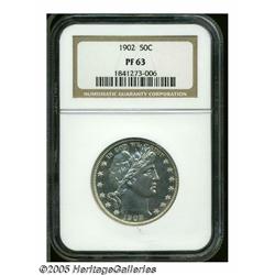 1902 50C PR63 NGC. Lovely faintly blue-toned fiel