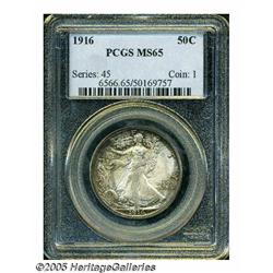 1916 50C MS65 PCGS. Moderately toned obverse with