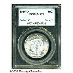 1916-D 50C MS65 PCGS. A lustrous, brilliant, and 