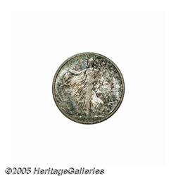 1916-D 50C MS66 NGC. A freckling of coppery-gold 