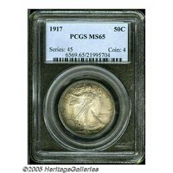 1917 50C MS65 PCGS. Lustrous silver-gray surfaces