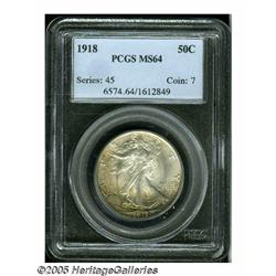 1918 50C MS64 PCGS. Some light mottled olive colo
